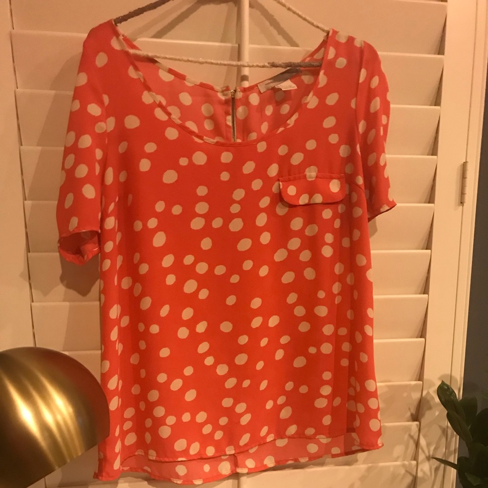 Orange w/white Polka Dots Blouse